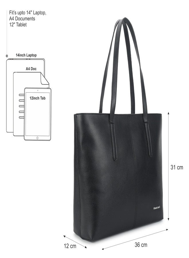 Fastrack Casual Tote Bag For Girls, Large Size With A Zipper Closure And Padded Laptop Compartment, Compatible With Laptops Up To 15 Inches, Double Handle Tote Bag, Black - Image 4